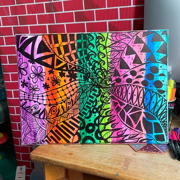 Marcy’s Creations Other - Bursting of energy 💐 acrylic pen art canvas 12x16💕